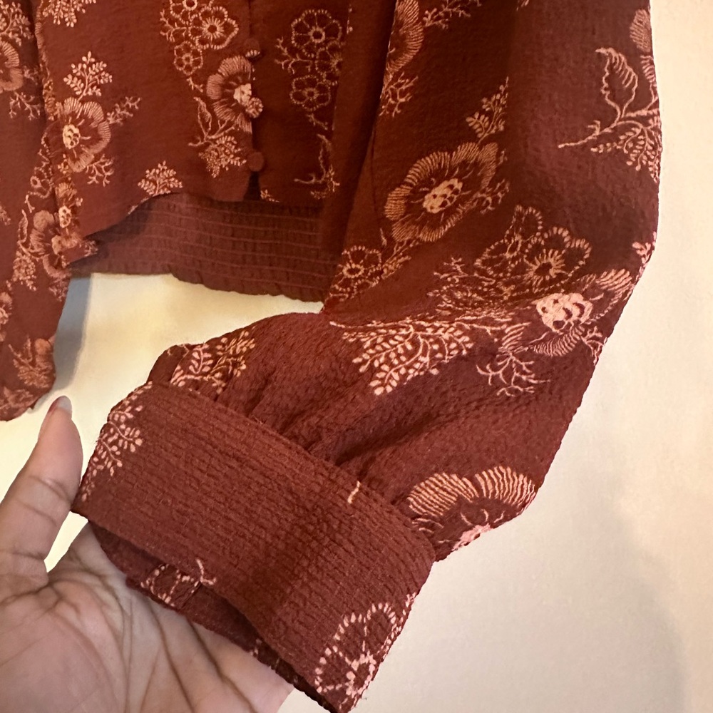 MADEWELL Preston Puff-Sleeve Top in Letterpress Floral STAINED MAHOGANY MEDIUM - Picture 6 of 9